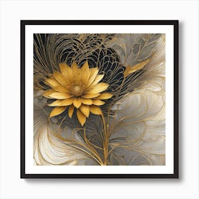 Gold Flower 2 Art Print