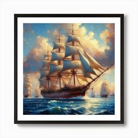 Sailing Ship In The Ocean Art Print