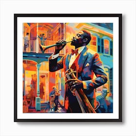 Jazz Musician In New Orleans Art Print