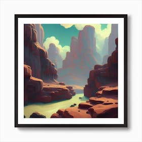 Landscape of valley rocks 16 Art Print