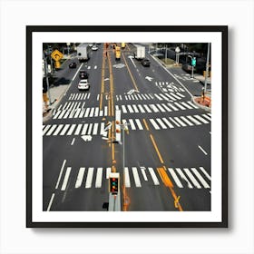 Amber Traffic Light Caution Warning Intersection Road Street Prepare Slow Stop Change Tr Art Print