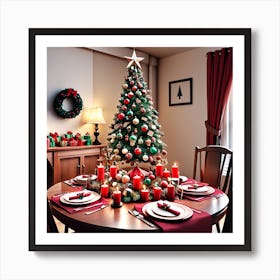 Christmas Decorations On Table In Living Room (33) Art Print