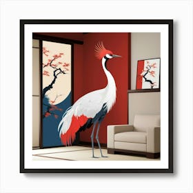 Default Japanese Red Crown Crane Bedroom Art 3 Art Print