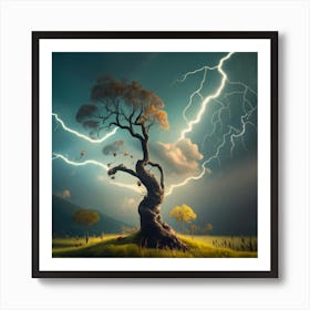 Tree In The Storm Art Print