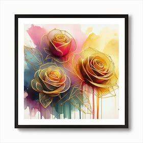 Gold Roses Art Print