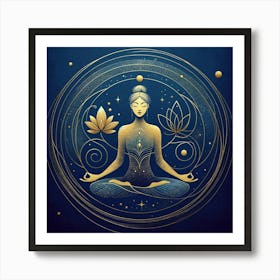 Yoga Woman In Lotus Position Art Print