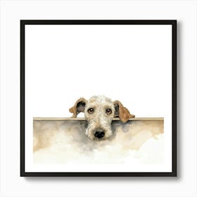 Dog Peeking Over The Wall 3 Art Print