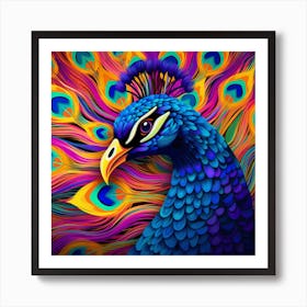 Peacock With Colorful Feathers 1 Art Print