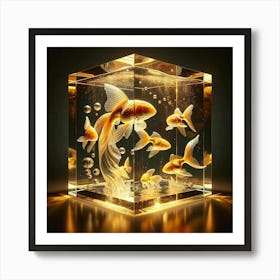 Goldfish In A Cube 2 Art Print