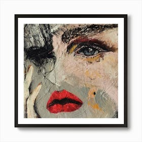 Woman With Red Lipstick Art Print