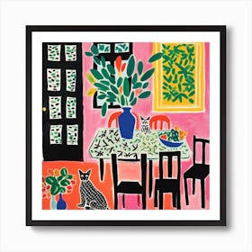 Cat In The Dining Room Art Print