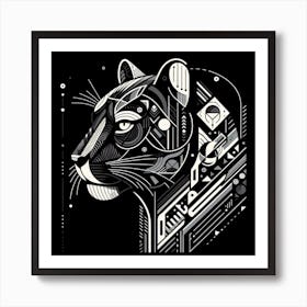 Geometric Art Black Panther 3 Art Print