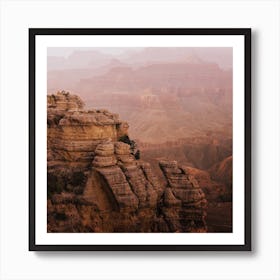 Pink Canyon Scenery Square Art Print