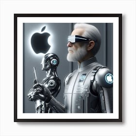 Old Man With Robots 1 Art Print