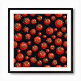 Red Tomatoes On Black Background 6 Art Print