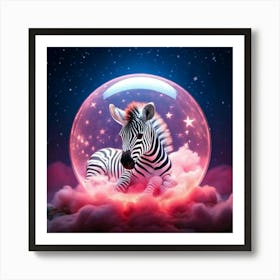 Firefly Bioluminescent, Cute, Tiny, Miniature, Sleeping, Baby Zebra, Moonlight, Adorable, Big Eyes, (2) Art Print