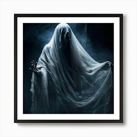 Ghostly Figure Draped In A Shroud Like Veil Hands Reaching Out As If For Help Eyes Wide With Blind 2 1 Art Print