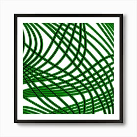 Abstract Green Wavy Lines 1 Art Print