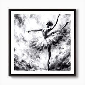 Ballet Dance - Black And White Ballerina Art Print