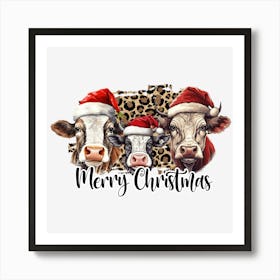 Merry Christmas Cows Art Print