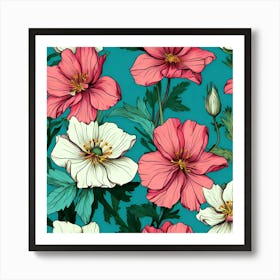 Pink And White Anemones Art Print