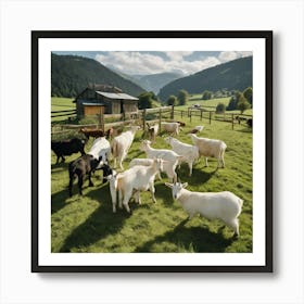 Goats In The Pasture Art Print