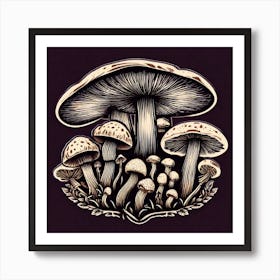 Mushrooms In The Forest 31 Art Print