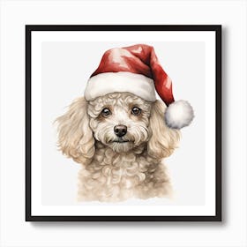 Poodle In Santa Hat 4 Art Print