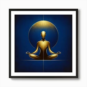 Golden Man In Lotus Position Art Print