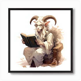 Goat Reading A Book 1 Art Print
