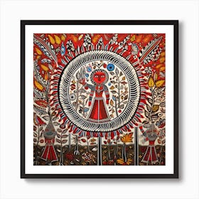 Sahitya Madhubani Painting Indian Traditional Style Art Print