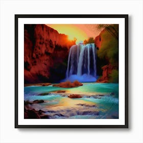 Sunset At The Falls Art Print