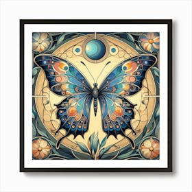 Art Deco Butterfly Panel III Art Print