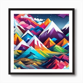 Colorful Mountains 1 Art Print