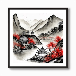 Japanese Painting 2, Japanese art, Japanese Landscape Painting  Art Print  for Sale by FromAIwithLove