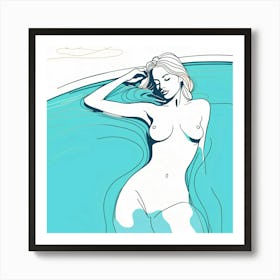 Nude Girl In The Pool Art Print