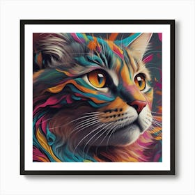 Colorful Cat Painting Art Print