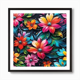 Colorful Flowers Wallpaper 4 Art Print