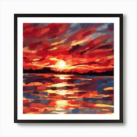 Fiery Sunset Abstract (6) Art Print