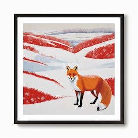 Fox in Snowy Landscape Art Print