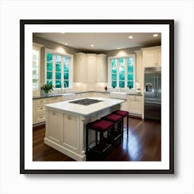 Kitchen With White Cabinets 1 Art Print