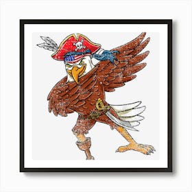 Dabbing Pirate Halloween Eagle Vintage Art Print