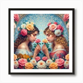 Twins Of Roses Art Print