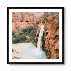 Supai Waterfall Square Art Print