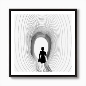 Woman Walking Through A Tunnel Art Print