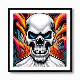 Skull With Flames 3 Art Print