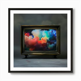 Tv And Colorful Smoke (1) Art Print