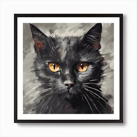 Black Cat Painting Art Print