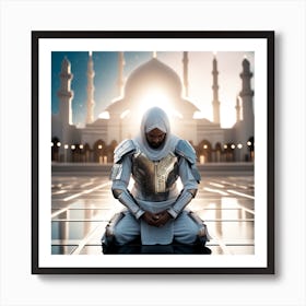 Muslim Man Praying In Front Of Mosque 2 Art Print