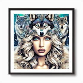 Girl And Wolf Art Print